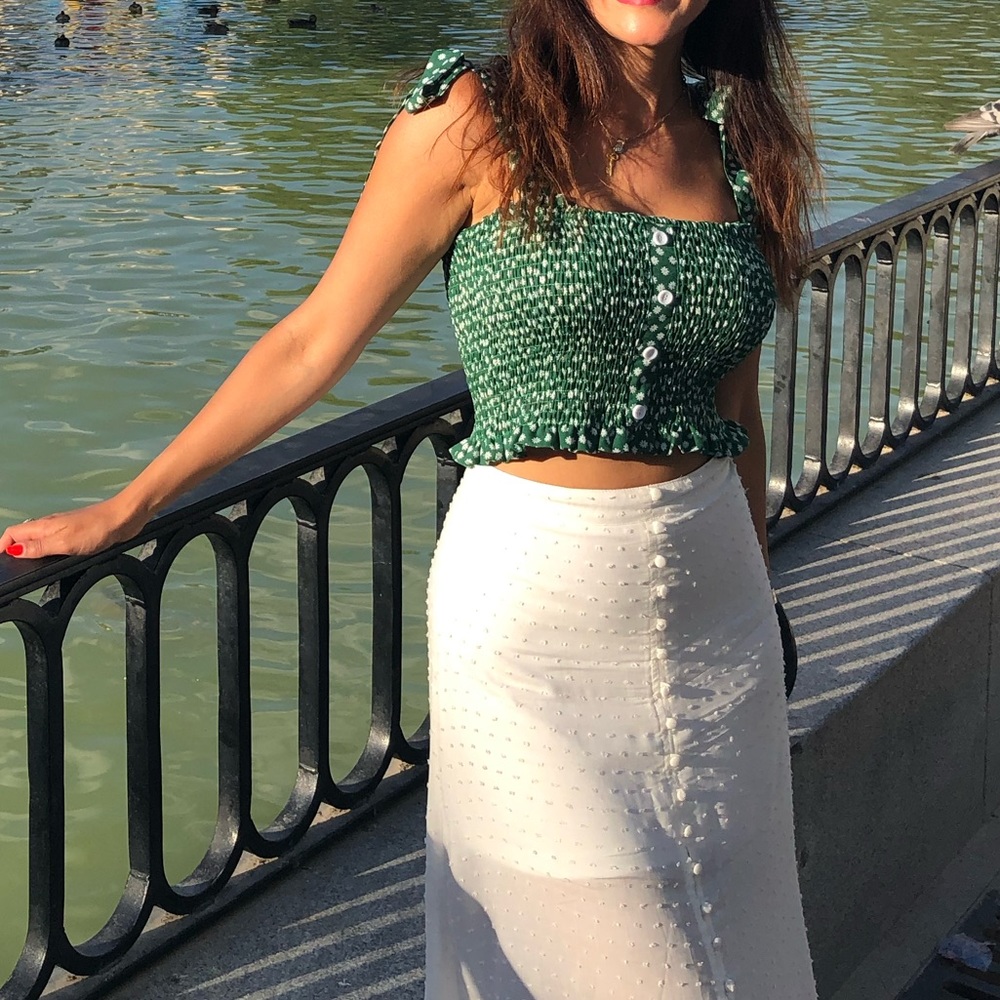 Bow Tie Shoulder Shirred Cami Top